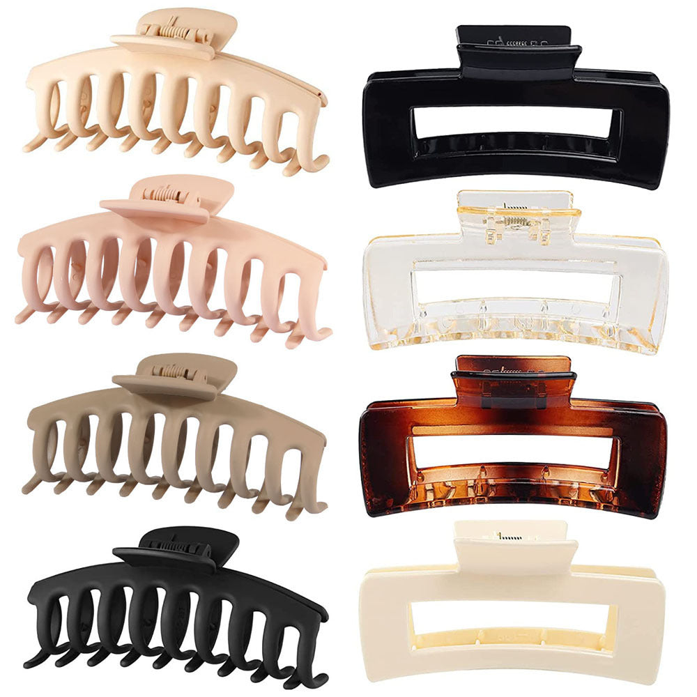 Wholesale Large Size Set of Simple Frosted Keel Shiny Plastic Hair Clips